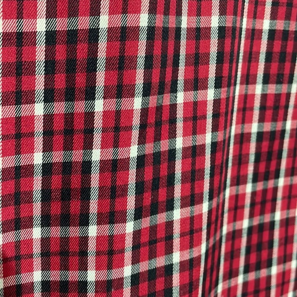 Elizabeth 2x vintage plaid red black white long blouse rayon polyester euc - Picture 8 of 9